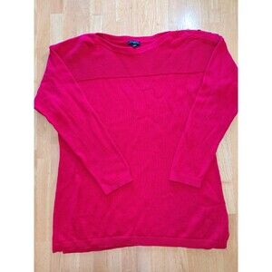 Talbots Red Long Sleeve Sweater Accent Buttons on Shoulder Size Large Petite